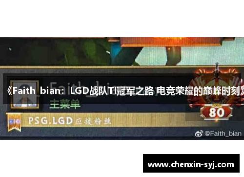 《Faith_bian：LGD战队TI冠军之路 电竞荣耀的巅峰时刻》